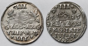 Stefan Batory, Troika Vilnius 1584 and Riga 1585 - set (2pcs)