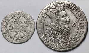 Zikmund II August, půlpenny Vilnius 1564 a Zikmund III Vasa, Ort Gdaňsk 1623 - sada (2ks)
