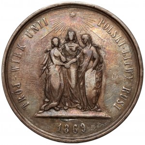 Medal, 300. rocznia Unii Polski-Litwy-Rusi 1569-1869 - w SREBRZE