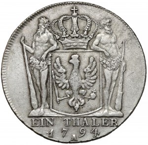 Prusko, Friedrich Wilhelm II, Thaler 1794-A, Berlín