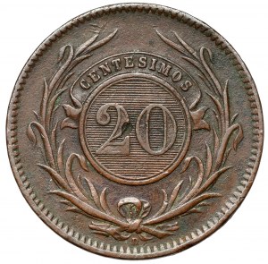 Uruguay, 20 centesimos 1857