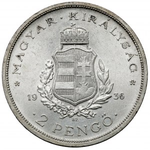 Węgry, 2 pengo 1936 BP, Budapeszt - Liszt