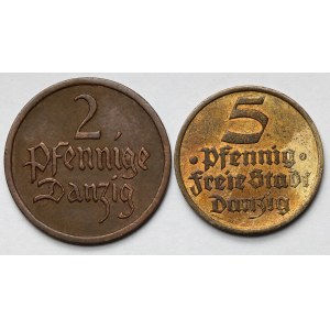 Gdańsk, 2-5 fenigów 1926-1932 - zestaw (2szt)