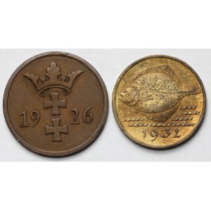 Gdańsk, 2-5 fenigów 1926-1932 - zestaw (2szt)