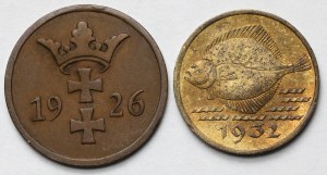 Gdańsk, 2-5 fenigów 1926-1932 - zestaw (2szt)