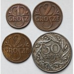 1-50 groszy 1936-1938 - zestaw (4szt)