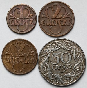1-50 groszy 1936-1938 - Satz (4 Stück)