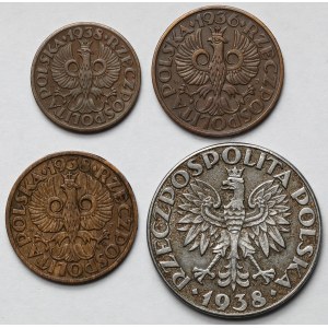 1-50 groszy 1936-1938 - zestaw (4szt)