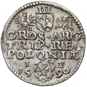 Zygmunt III Waza, Trojak Olkusz 1590 - Lewart w ozdobnej