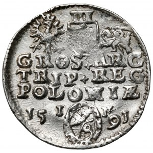 Zygmunt III Waza, Trojak Olkusz 1591 - ozdobna - znak