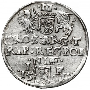 Zygmunt III Waza, Trojak Olkusz 1591 - błąd POL-NIAE - rzadki