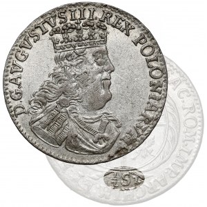 August III Sas, 1/2 szóstaka (Trojak) Lipsk 1753 - 1/2 Sz - rzadki