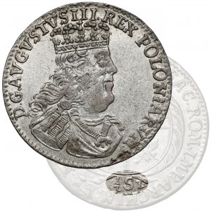 August III. Sachsen, 1/2 Sixpence (Trojak) Leipzig 1753 - 1/2 Sz - selten