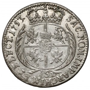 August III Sas, 1/2 szóstaka (Trojak) Lipsk 1753 - 1/2 Sz - rzadki