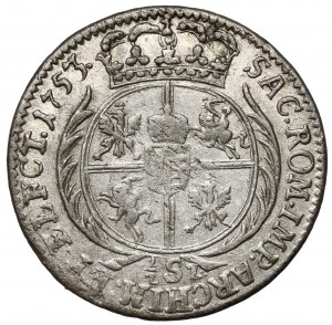 August III. Sachsen, 1/2 Sixpence (Trojak) Leipzig 1753 - 1/2 Sz - selten
