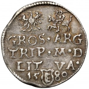 Stefan Batory, Trojak Vilnius 1580 - circle under the chin