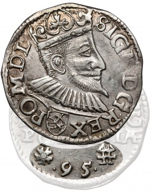 Zygmunt III Waza, Trojak Wschowa 1595 - Lewart na Aw. - B.RZADKI