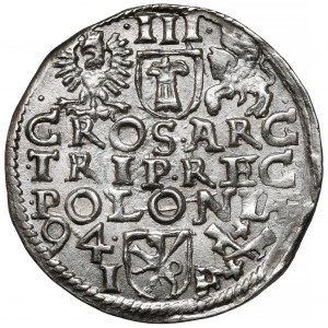 Sigismund III. Vasa, Trojak Poznań 1594 - breit / Lilie