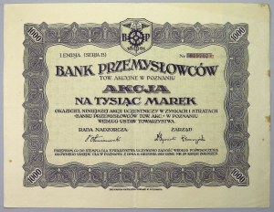 Bank of Industrialists in Poznań, Em.1, 1,000 mkp