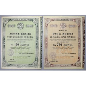 Wileński Bank Ziemski, Em.1, 150 zł i 5x 150 zł 1937 (2szt)