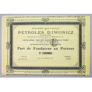 Société Nouvelle des Pétroles D'Iwonicz, 1896 r.