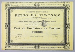 Société Nouvelle des Pétroles D'Iwonicz, 1896.