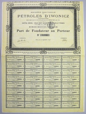 Société Nouvelle des Pétroles D'Iwonicz, 1896.
