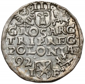 Zygmunt III Waza, Trojak Poznań 1592 - data z lewej