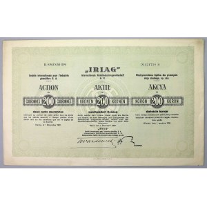 IRIAG Międzynarodowa Sp. dla Przem. i Oleju Skalnego, Em.2, 200 kr 1921