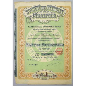 Societe des Petroles de Mraźnica, 6.000x 500 fr 1919