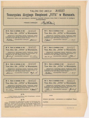 Compagnia di assicurazioni VITA, Certificato provvisorio 1.000 mk 1919