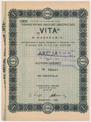 Tow. Akc. Ubezpieczeń VITA, Em.2, 10 zł 1928
