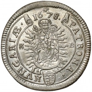 Węgry, Leopold I, 15 krajcarów 1678 KB, Kremnica