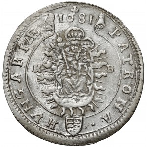 Węgry, Leopold I, 15 krajcarów 1681 KB, Kremnica