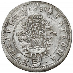 Hungary, Leopold I, 15 krajcars 1681 KB, Kremnica