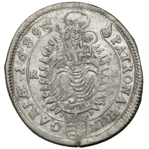 Węgry, Leopold I, 15 krajcarów 1689 KB, Kremnica