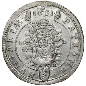 Węgry, Leopold I, 15 krajcarów 1681 KB, Kremnica