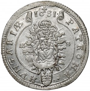 Węgry, Leopold I, 15 krajcarów 1681 KB, Kremnica