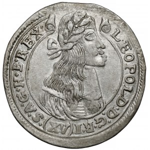 Węgry, Leopold I, 15 krajcarów 1677 KB, Kremnica
