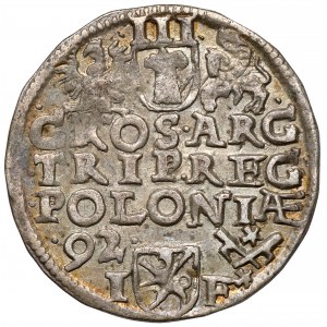Zygmunt III Waza, Trojak Poznań 1592 - data z lewej