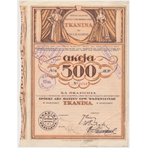 TKANINA Sp. Akc. Handlu Towarami Włóknistemi, Em.4, 500 mkp