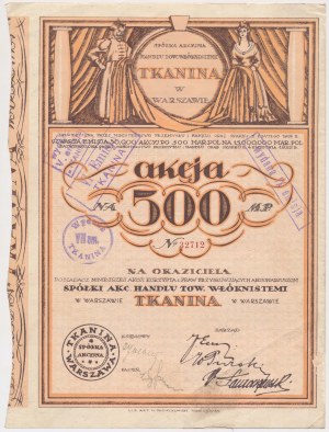 TKANINA Sp. Akc. Handlu Towarami Włóknistemi, Em.4, 500 mkp