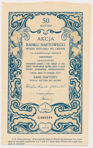 Banque d'huile de Lviv, Em.1, 50 zloty 1927