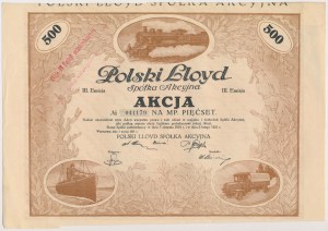 Polski Lloyd Sp. Akc., Em.3, 500 mk 1921