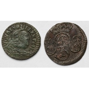 August III Sas, Szeląg 1755 i Elbląg 1763 FLS - zestaw (2szt)