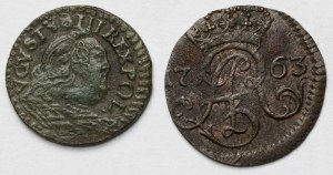 August III Sas, Szeląg 1755 i Elbląg 1763 FLS - zestaw (2szt)