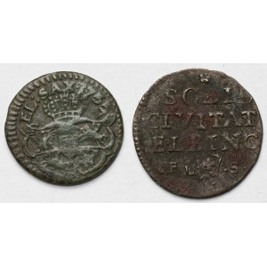 August III Sas, Szeląg 1755 i Elbląg 1763 FLS - zestaw (2szt)
