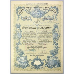 Lwów, Akc. Bank Hipoteczny, 5% List zastawny 1.000 dolarów 1933 RZADKOŚĆ