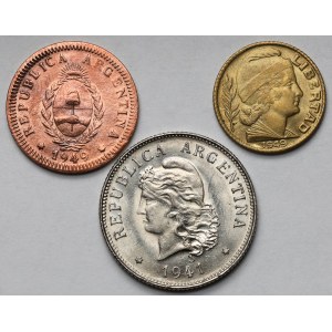 Argentyna, 2-50 centavos 1941-1949 - zestaw (3szt)