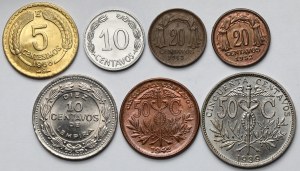 Ameryka Południowa, Monety bilonowe 1939-1980 - zestaw (7szt)